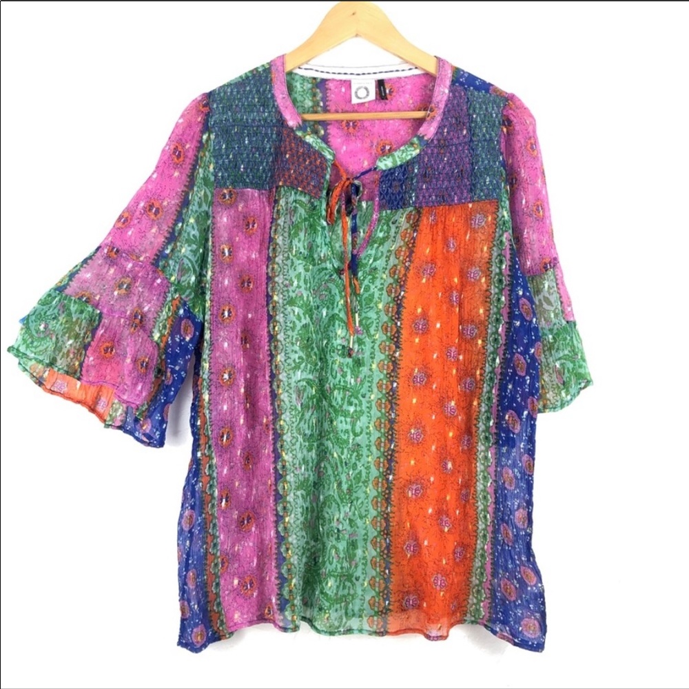 Anthropologie Akemi and Kim Boho Sheer Blouse XS
